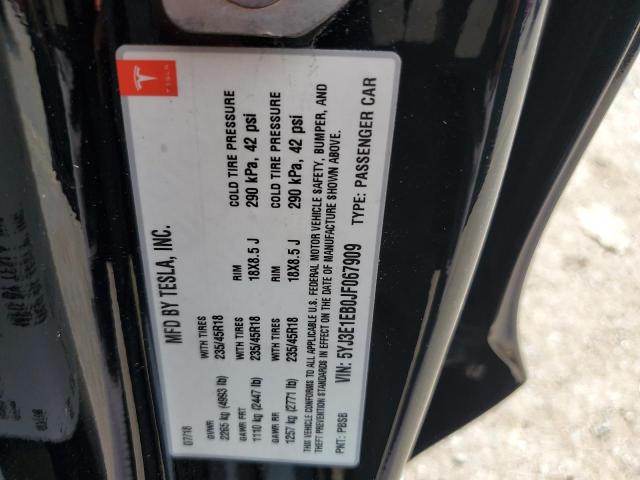 5YJ3E1EB0JF067909 - 2018 TESLA MODEL 3 BLACK photo 12