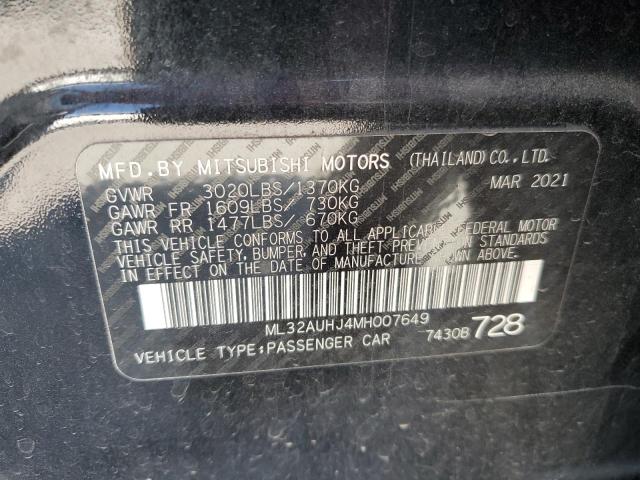 ML32AUHJ4MH007649 - 2021 MITSUBISHI MIRAGE ES BLACK photo 13