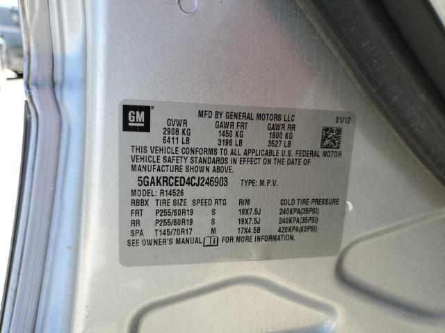 5GAKRCED4CJ246903 - 2012 BUICK ENCLAVE Gümüş foto 13