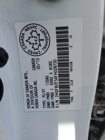 2HGFB2F54FH028750 - 2015 HONDA CIVIC LX WHITE photo 12