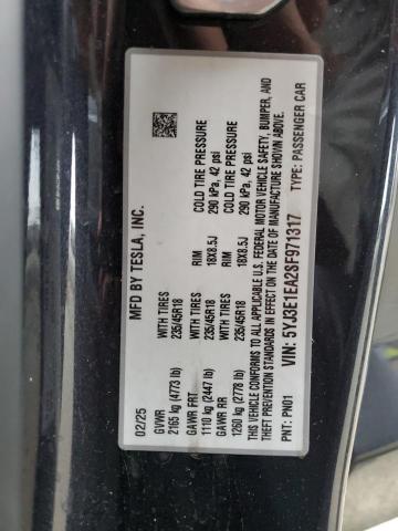 5YJ3E1EA2SF971317 - 2025 TESLA MODEL 3 ნაცრისფერი ფოტო 13
