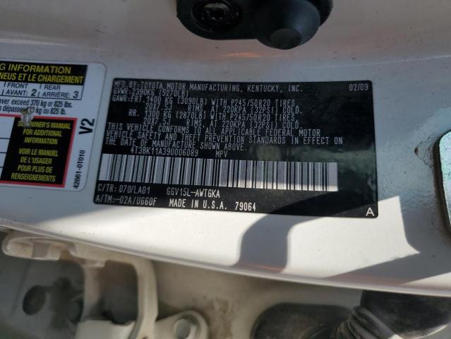 4T3BK11A39U006089 - 2009 TOYOTA VENZA WHITE photo 14