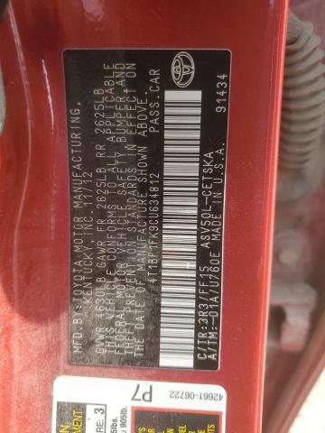 4T1BF1FK9CU634812 - 2012 TOYOTA CAMRY BASE RED photo 12