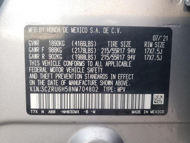 3CZRU6H58NM704802 - 2022 HONDA HR-V EX SILVER photo 13