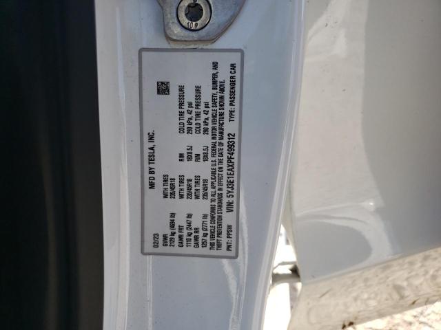 5YJ3E1EAXPF499312 - 2023 TESLA MODEL 3 WHITE photo 12