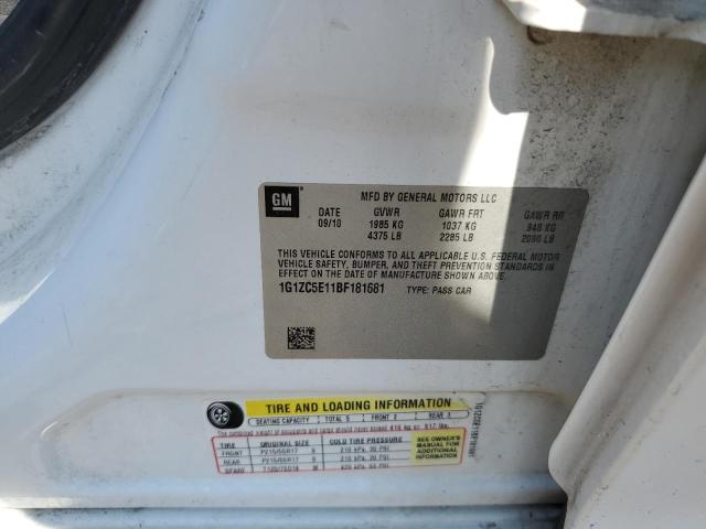 1G1ZC5E11BF181681 - 2011 CHEVROLET MALIBU 1LT WHITE photo 12