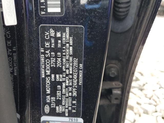 3KPF24AD4KE072892 - 2019 KIA FORTE FE Czarny zdjęcie 12