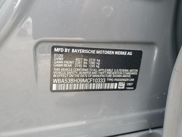 WBA53BH09MCF10333 - 2021 BMW 530 I GRAY photo 12