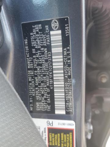 4T1BF1FK1CU173783 - 2012 TOYOTA CAMRY BASE GRAY photo 12
