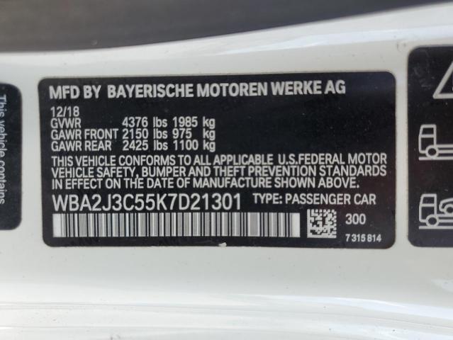 WBA2J3C55K7D21301 - 2019 BMW 230XI WHITE photo 12