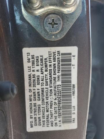 19XFB2F89DE233773 - 2013 HONDA CIVIC EX ნაცრისფერი ფოტო 12