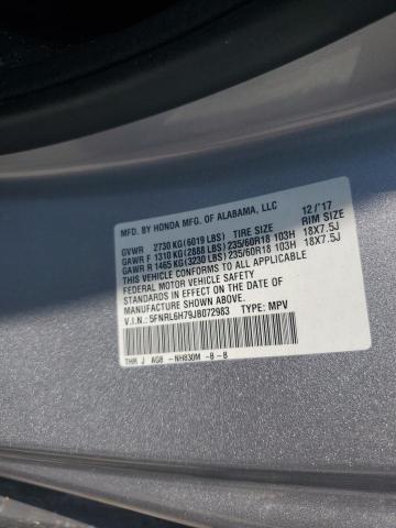 5FNRL6H79JB072983 - 2018 HONDA ODYSSEY EXL Արծաթագույն լուսանկար 13