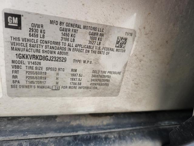 1GKKVRKD8GJ232529 - 2016 GMC ACADIA SLT-1 SILVER photo 12