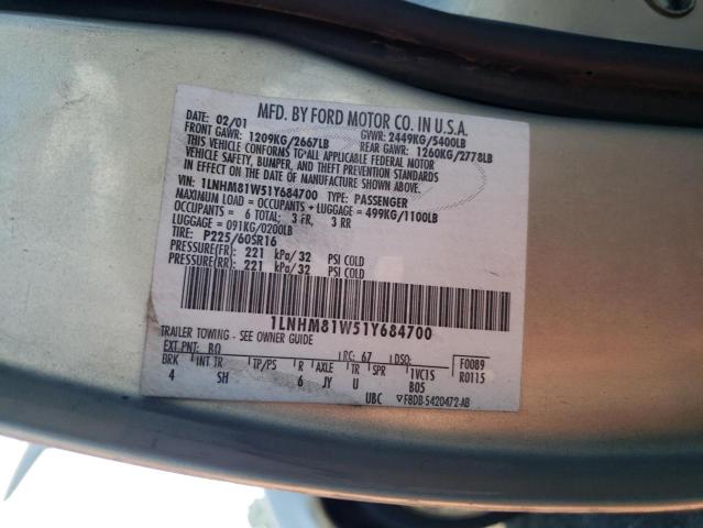 1LNHM81W51Y684700 - 2001 LINCOLN TOWN CAR EXECUTIVE TAN photo 12