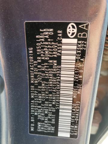 5YFBURHE6KP942970 - 2019 TOYOTA COROLLA L BLUE photo 13