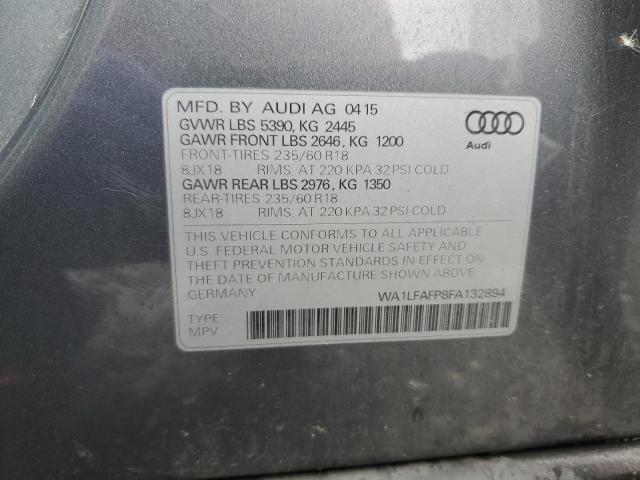 WA1LFAFP8FA132894 - 2015 AUDI Q5 PREMIUM PLUS GRAY photo 14