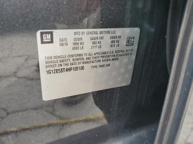 1G1ZE5ST4HF105106 - 2017 CHEVROLET MALIBU LT 灰色 照片 12