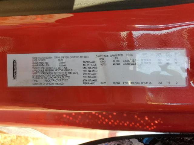 3AKJHHDR9LSLJ7750 - 2020 FREIGHTLINER CASCADIA 1 Qırmızı foto 10