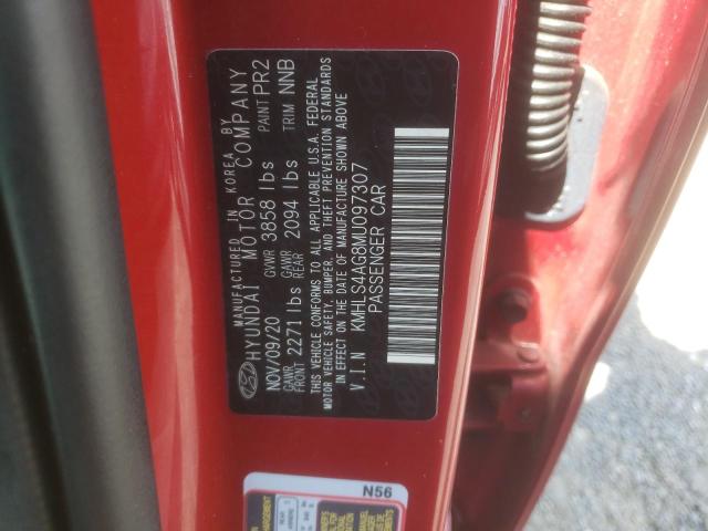 KMHLS4AG8MU097307 - 2021 HYUNDAI ELANTRA SEL RED photo 13