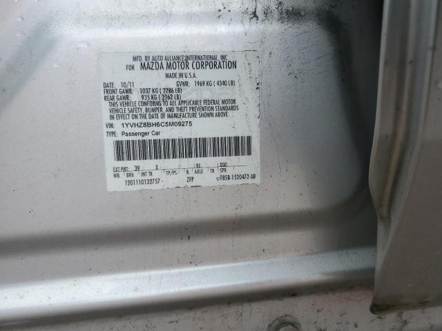 1YVHZ8BH6C5M09275 - 2012 MAZDA 6 I ვერცხლისფერი ფოტო 13