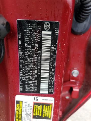 4T1B11HK8JU644529 - 2018 TOYOTA CAMRY L BURGUNDY photo 12