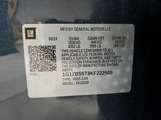 1G1ZB5ST8KF222509 - 2019 CHEVROLET MALIBU LS BLUE photo 12