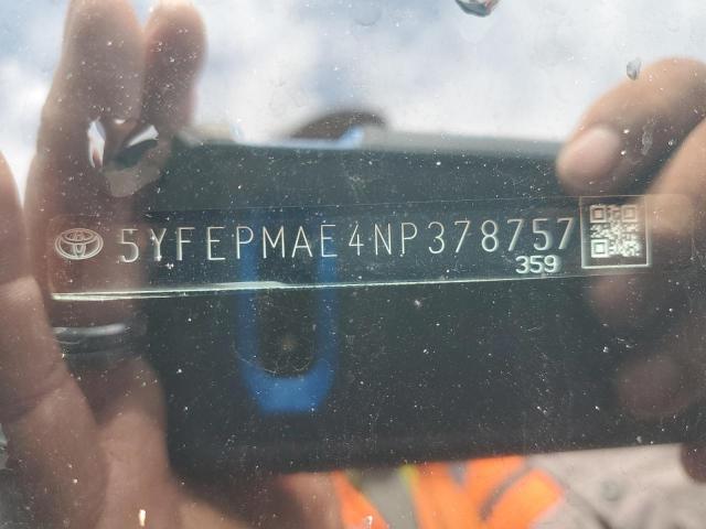 5YFEPMAE4NP378757 - 2022 TOYOTA COROLLA LE BLACK photo 12