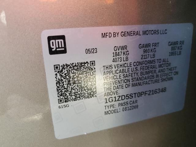 1G1ZD5ST0PF216348 - 2023 CHEVROLET MALIBU LT TAN photo 12