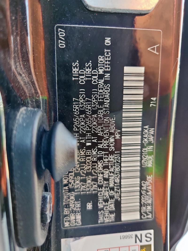 JTEZT14R378012311 - 2007 TOYOTA 4RUNNER SR5 BLACK photo 13