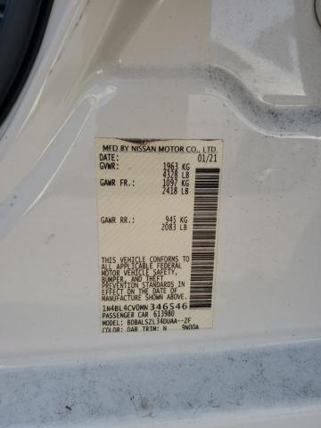 1N4BL4CV0MN346546 - 2021 NISSAN ALTIMA SR WHITE photo 12