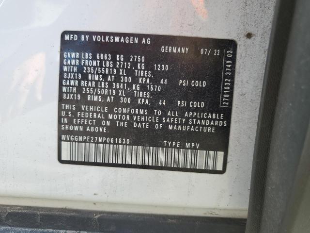 WVGGNPE27NP061830 - 2022 VOLKSWAGEN ID.4 PRO S Blanc photo 13