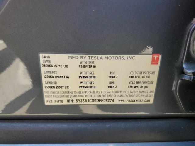 5YJSA1CG9DFP08274 - 2013 TESLA MODEL S Көк фото 12