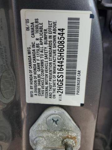 2HGES16445H608544 - 2005 HONDA CIVIC DX GRAY photo 13