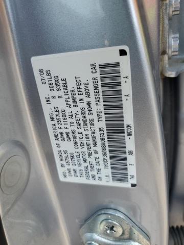 1HGCP36868A086235 - 2008 HONDA ACCORD EXL SILVER photo 12