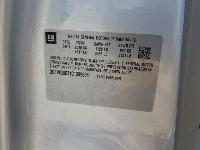 2G1WG5E31C1299666 - 2012 CHEVROLET IMPALA LT SILVER photo 13