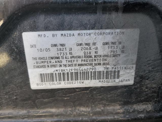 JM1BK12F961442790 - 2006 MAZDA 3 I BLACK photo 13