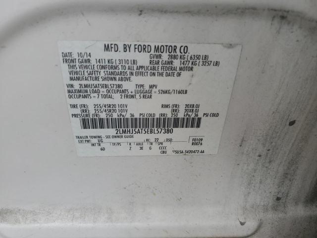 2LMHJ5AT5EBL57380 - 2014 LINCOLN MKT WHITE photo 12