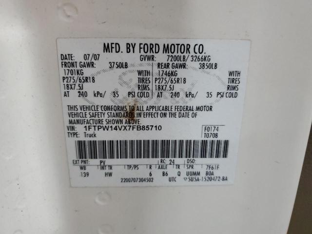 1FTPW14VX7FB85710 - 2007 FORD F150 SUPERCREW CREAM photo 12