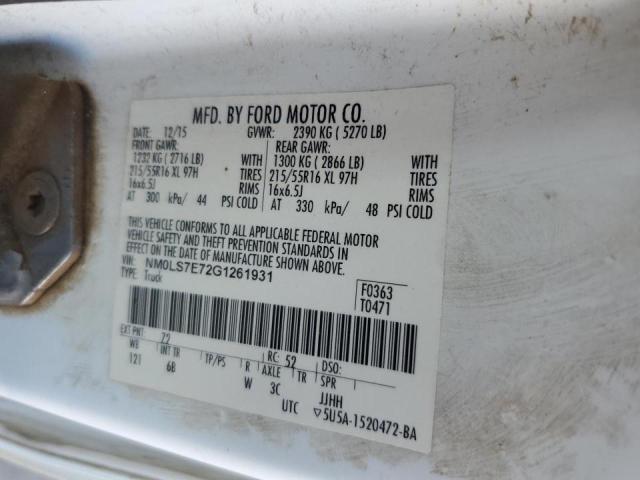 NM0LS7E72G1261931 - 2016 FORD TRANSIT CONNECT XL WHITE photo 13