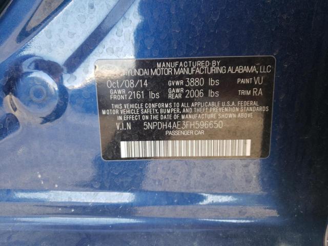 5NPDH4AE3FH596650 - 2015 HYUNDAI ELANTRA SE BLUE photo 13