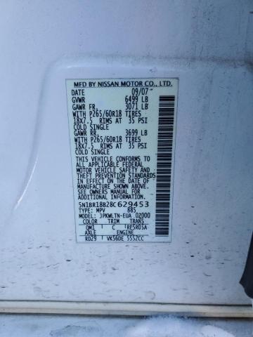 5N1BR18B28C629453 - 2008 NISSAN PATHFINDER LE 白色 照片 13