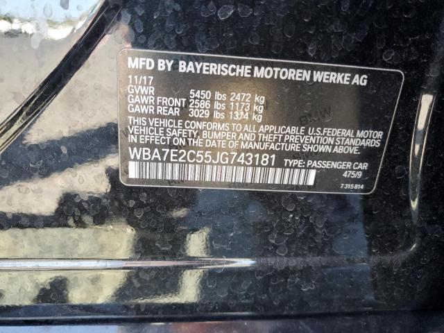 WBA7E2C55JG743181 - 2018 BMW 740 I BLACK photo 12