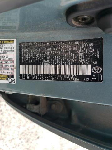 2T1BR32EX5C476147 - 2005 TOYOTA COROLLA CE TEAL photo 12