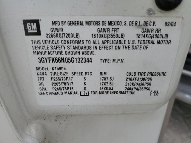 3GYFK66N05G132344 - 2005 CADILLAC ESCALADE ESV WHITE photo 12