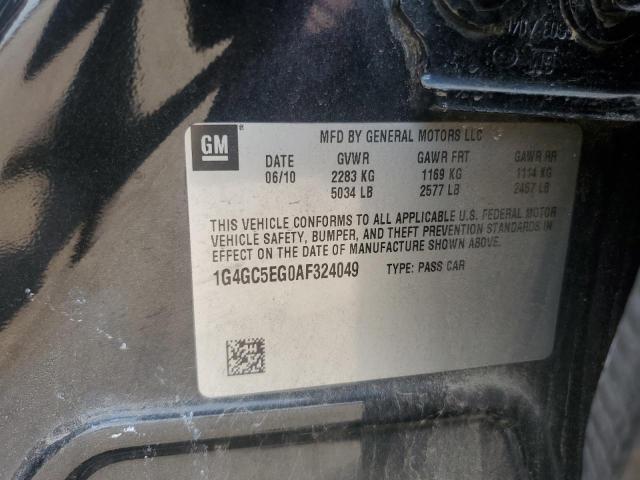 1G4GC5EG0AF324049 - 2010 BUICK LACROSSE CXL BLACK photo 12