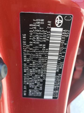 5YFS4RCE8LP041284 - 2020 TOYOTA COROLLA SE RED photo 12