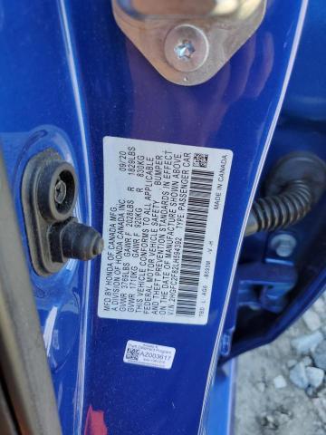 2HGFC2F82LH594392 - 2020 HONDA CIVIC SPORT 蓝色 照片 12