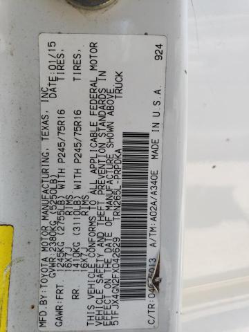 5TFJX4GN2FX042629 - 2015 TOYOTA TACOMA DOUBLE CAB PRERUNNER WHITE photo 12