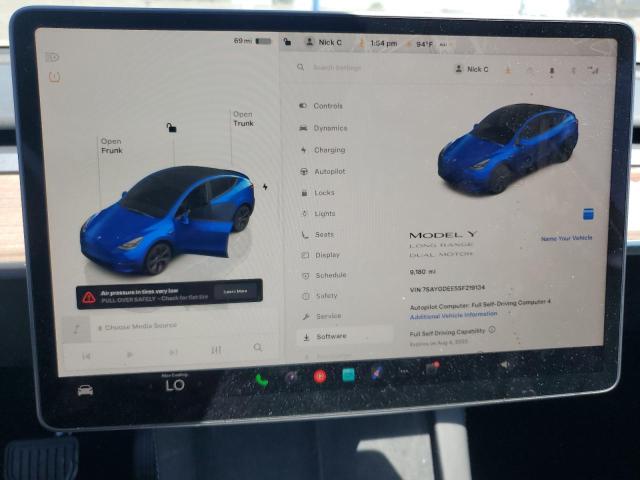 7SAYGDEE5SF219134 - 2025 TESLA MODEL Y ლურჯი ფოტო 9