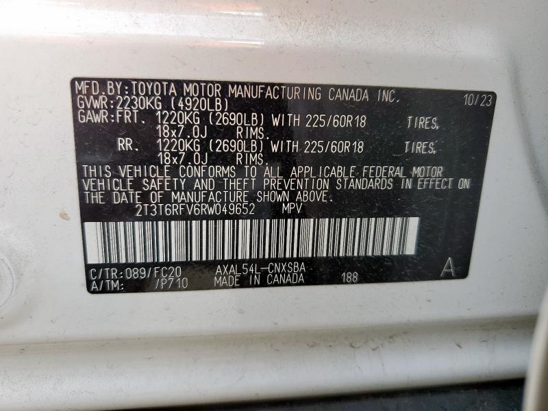 2T3T6RFV6RW049652 - 2024 TOYOTA RAV4 SE WHITE photo 14